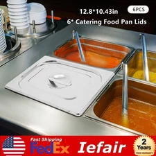 6pcs Catering Food Pan Lids Commercial Stainless Steel Food Pan Lid Seamless Lid