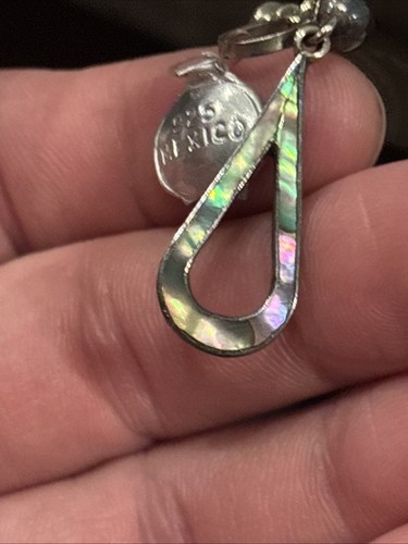 Pendientes antiguos mexicanos de plata alapaca y abulón atornillados - Imagen 13 de 19