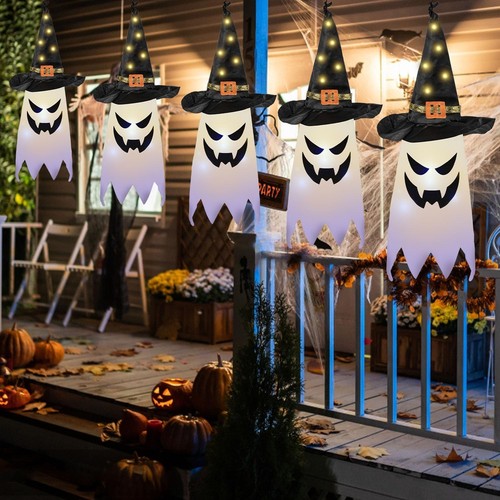 Halloween Decorations Outdoor,5 PCS Hanging Lighted Glowing White - 第 4/6 張圖片