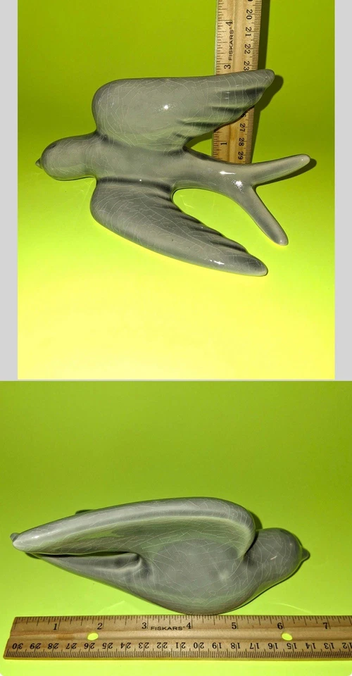 Par de pájaros golondrina voladores colgantes de cerámica gris Foto 2 de 4