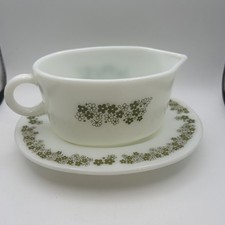 Pyrex Corelle Crazy Daisy Spring Blossom Gravy Boat y placa de goteo 77-B y 77-U