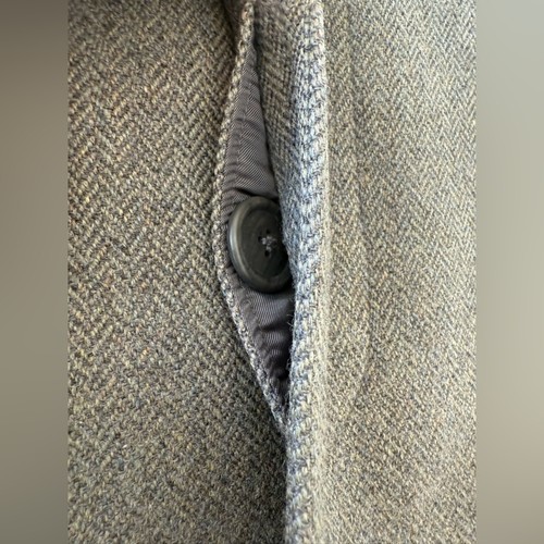 Vintage Burberrys’ Gray Herringbone Wool Cashmere Overcoat Men’s L Japan Made - Picture 7 of 16