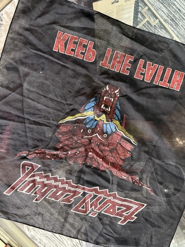 Bandana vintage Judas Priest Keep The Faith 1984 hecha en EE. UU. Heavy Metal Glam - Imagen 5 de 10