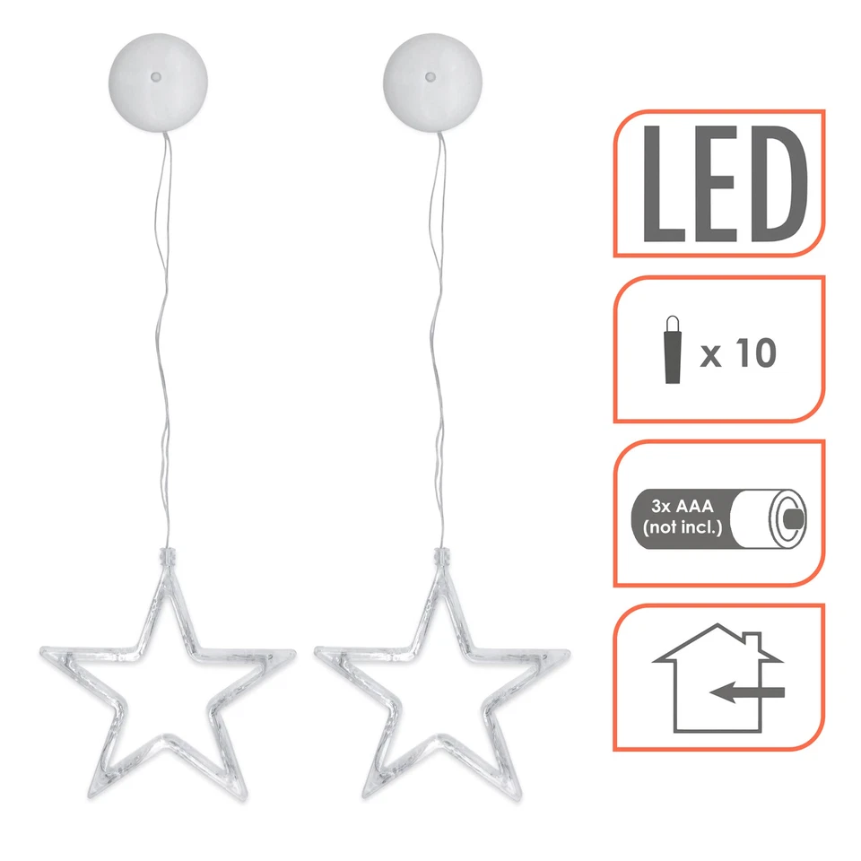 Leucht Sterne 18 cm zum Hängen - 10 LED - Weihnachten Fenster Deko Beleuchtung - Bild 3 von 4