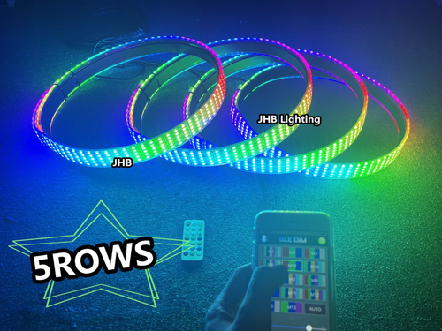 PACK (4) 15.5" 5ROWS Remote APP CHASING FLOW LED Trucks Wheel Rings Rim Lights - Bild 15 von 24