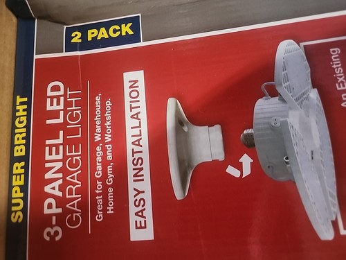 Energy Star 3-Panel 8000 Lumens LED Retro-Fit Garage Normal Light Socket 2-pack - Picture 5 of 7