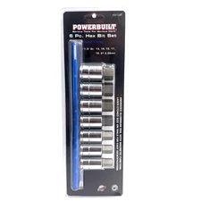Powerbuilt Metric Hex Bit Set 941090 with Blue Metal Rail