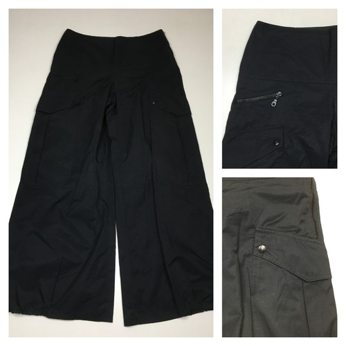 Cop Copine Damenhose Größe Large schwarz weites Bein Reißverschluss & Cargotaschen elastischer Saum