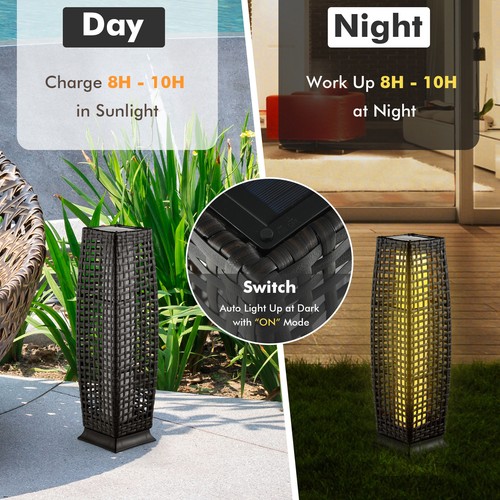 2-Piece Outdoor Solar-Powered Floor Lamps IP65 Waterproof w/ Auto On/Off Light - Picture 4 of 9