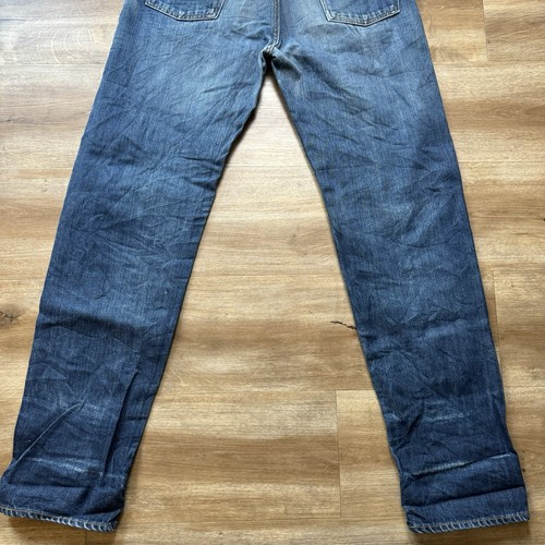 Selvedge Jeans Men 30x32 Blue Japanese Straight Leg Demil MFG Rockstar Thrashed - Picture 7 of 16