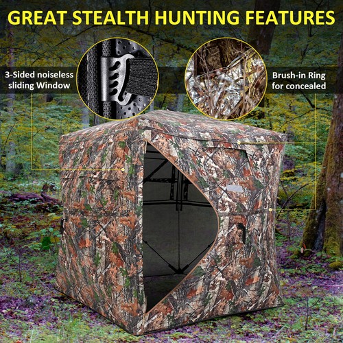 Ground Blind Fabric Pop Up Weather Proof 270 Degree See Through Deer Blind 58x58 - Picture 12 of 16