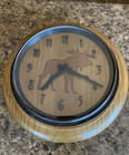 MOOSE Wood Wall Clock, 11" Diameter, Quartz, in VGC!