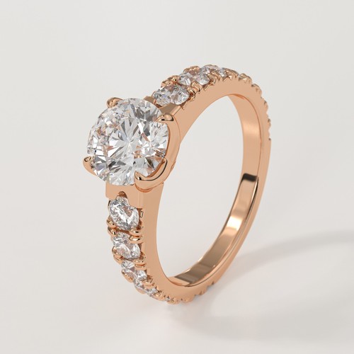 2 TCW Round Cut Lab Created Diamond Halo Engagement Ring 14k Yellow Gold Plated - Picture 4 of 16