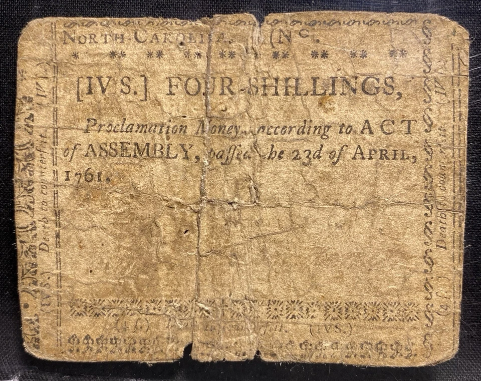 1761 NORTH CAROLINA American Revolution Colonial Currency Bank Note, NC-120 PMG - Image 4 of 4