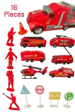 16-in- 1 Fire Rescue Vehicle Set with Sounds and Lights for Kids