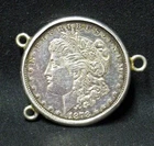 1878 cc Morgan Silver Dollar in Sterling Silver Bezel