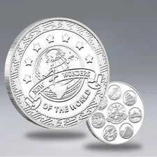 "New Seven Wonders of The World Silver Plated Commemorative Coin Collection Gift