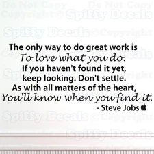 DON'T SETTLE LOVE WHAT YOU DO STEVE JOBS APPLE Quote Vinyl Wall Decal Sticker