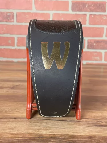 Warwick Masterbuilt Genuine Leather Bass Strap - Black (Gold Embossing)