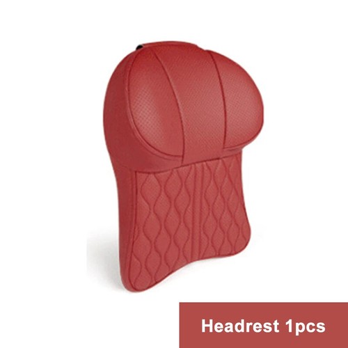 Car Leather Headrest Lumbar Support Neck Pillow Back Cushion Seat Waist Supports - Picture 11 of 30