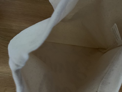 Borsa shopper in tela marrone chiaro con oro ""Grazie - Foto 3 di 7