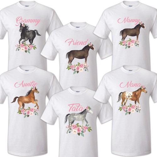 Horse Birthday T Shirt Family matching celebration reunion party tee kid Farm - Picture 8 of 12