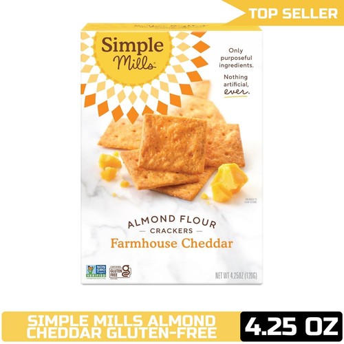 Simple Mills Almond Flour Crackers, Farmhouse Cheddar, Gluten Free, Healthy Snac - Picture 1 of 7