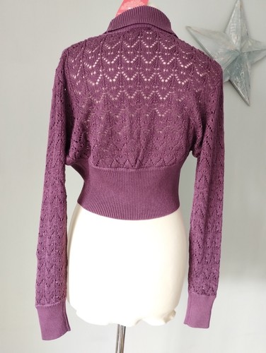 Purple fancy knit long sleeve cropped Bolero cardigan SOUTH size 12 BNWT - Picture 3 of 4