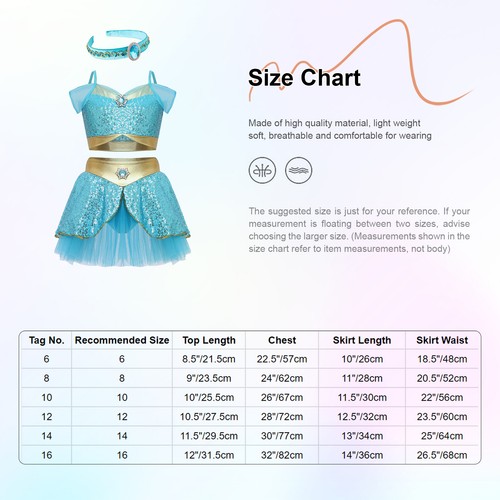 Girls Arabian Princess Cosplay Costume Sleeveless Sequins Long Jumpsuit Dress Up - Picture 25 of 100