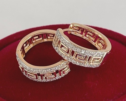 Luxus Ohrringe Creole Zirkonia 750er Rolled Gold 18K vergoldet 17mm Geschenk - Bild 7 von 11