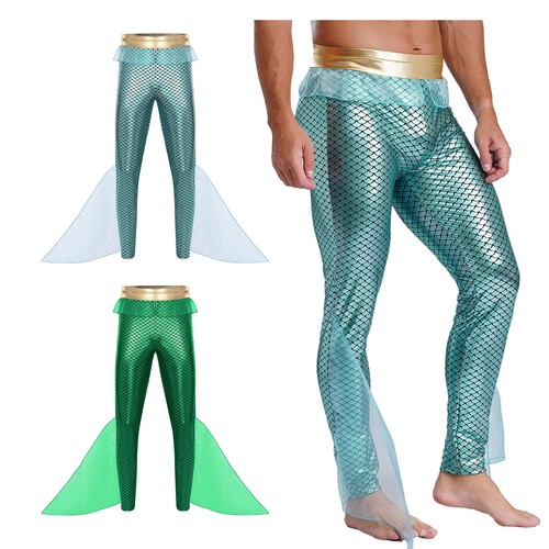 Mens Tights Party Trousers Sexy Mermaid Stage Pants Elastic Waist Bottoms Club - Picture 2 of 28