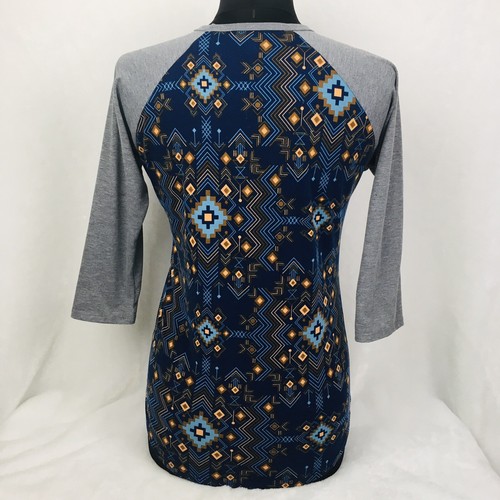 Camicia Lularoe donna taglia XS motivo geometrico azteco vestibilità ampia tunica blusa top - Foto 4 di 9