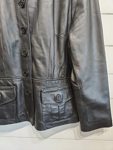 APT. 9 Genuine Lambskin Leather Soft Black Coat Jacket Womens Size Large - Picture 5 of 7