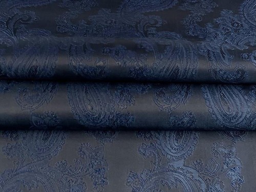 Motivo Cachemira Jacquard Raso Forro Tejido Azul Marino - Imagen 5 de 5