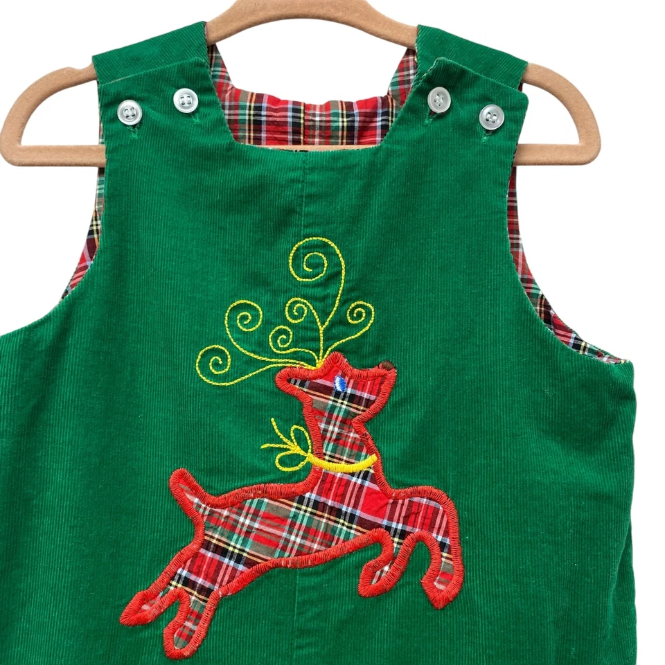 Bailey Boys Mameluco Bebé Vacaciones 24 Mos Verde Pana Reno Cuadros Navidad Foto 2 de 4