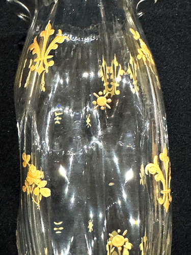 Antique St. Louis Cristallerie 24 ct Gold Gilt French Crystal Pinched Vase 8" - Picture 8 of 9