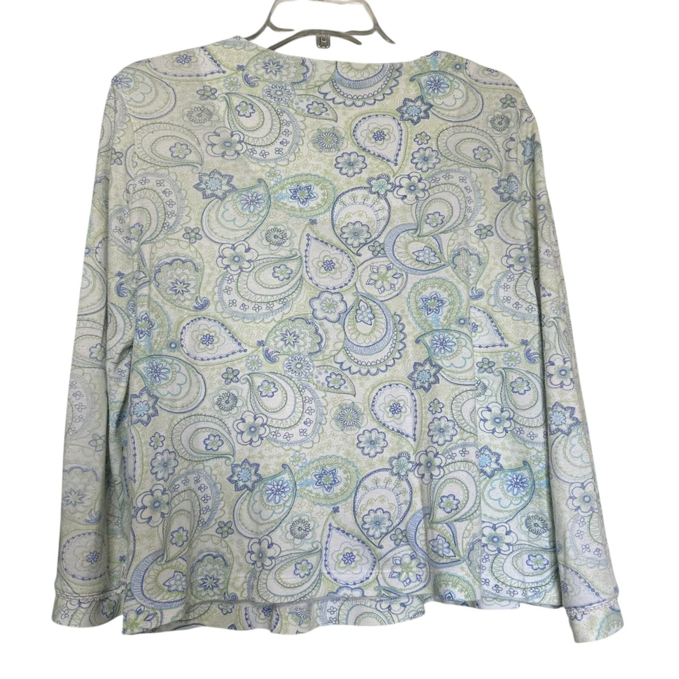 Karen Neuburger Encore Womens Pajama Set S Blue Green Floral Paisley Sleepwear - Image 3 of 4