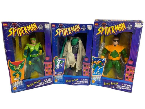 Vintage Spiderman Villain Action Figure Lot of 3 Toy Biz 1994 Lizard Vulture Oc
