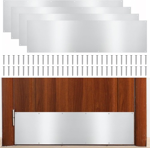 4 Pack Door Kick Plates 34" x 8" Aluminum  Exterior Interior Doors Protection - Picture 5 of 8