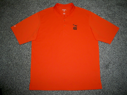 NWOT Men's ANTIGUA Polo Shirt L ORANGE w/Cleveland Browns DAWG POUND Logo - Picture 2 of 3