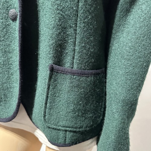 346 BROOKS BROTHERS Womens Blazer Wool Blend Knit Elbow Patch Size XL Green Navy - Picture 3 of 15