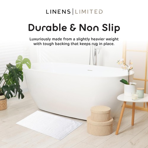 Linens Limited Bath Mat Non Slip 100% Turkish Cotton Super Absorbent Bath Mats - Picture 5 of 32