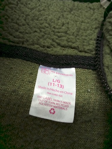 No Boundaries Sherpa Green 1/4 Zip Pullover Size Juniors Large Fluffy Cozy - Picture 4 of 5