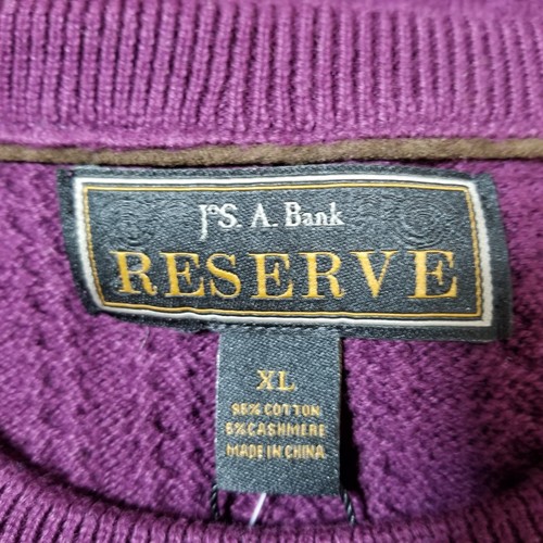 Jos A Bank Sweater Men XL Purple Cotton Cashmere Textured Crew Knit Reserve New - Picture 8 of 9