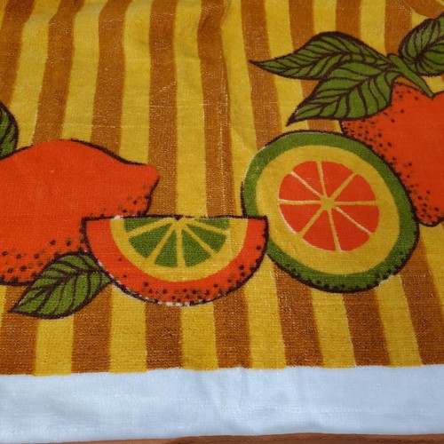 Vintage 60er 70er Frottee Halbschürze Obst Orangen Ernte gold braun orange - Bild 3 von 7