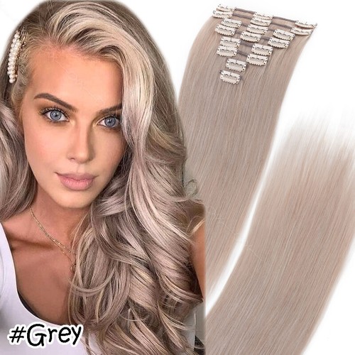 CLEARANCE 100% Human Hair Seamless Clip in Remy Hair Extensions Full Head Blonde - Picture 46 of 71