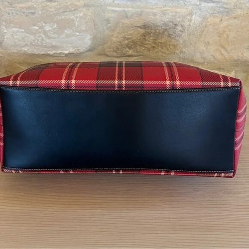 COACH PLAID GALLERY TOTE HANDBAG ONLY LEFT NOW GIFT NWT RED BLACK - Picture 9 of 14