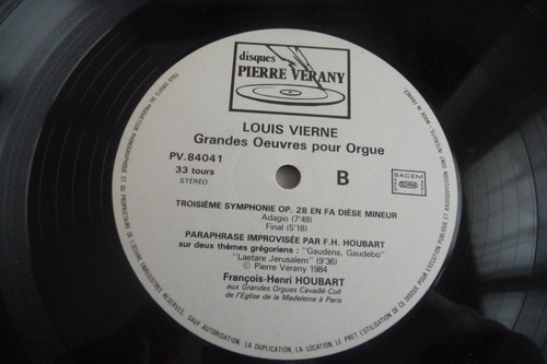 LOUIS VIERNE LP CARILLON WESTMINSTER TROISIEME SYMPHONIE.FRANCOIS-HENRI HOUBART. - Picture 7 of 8