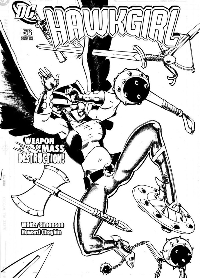 CHAYKIN, HOWARD - Hawkgirl #56 cover;  Weapon of Mass Destruction!  2006 Comic Art