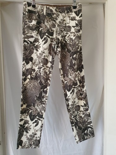 Stella McCartney Grey/White Floral Jeans W28" L28" Made in Italy Stretch Zip - Picture 3 of 17